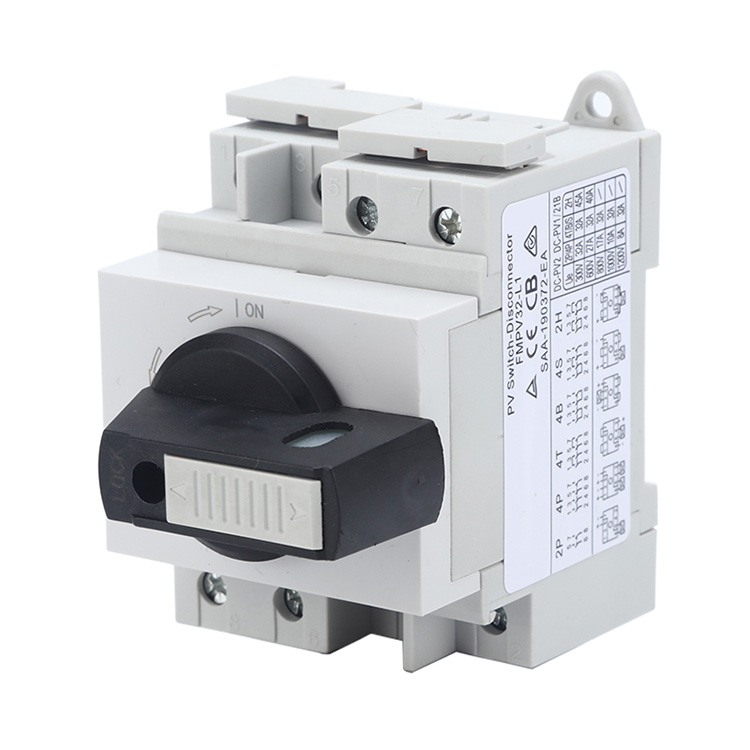 Din Rail დამონტაჟებული ბოქლომირებული DC იზოლატორის გადამრთველი